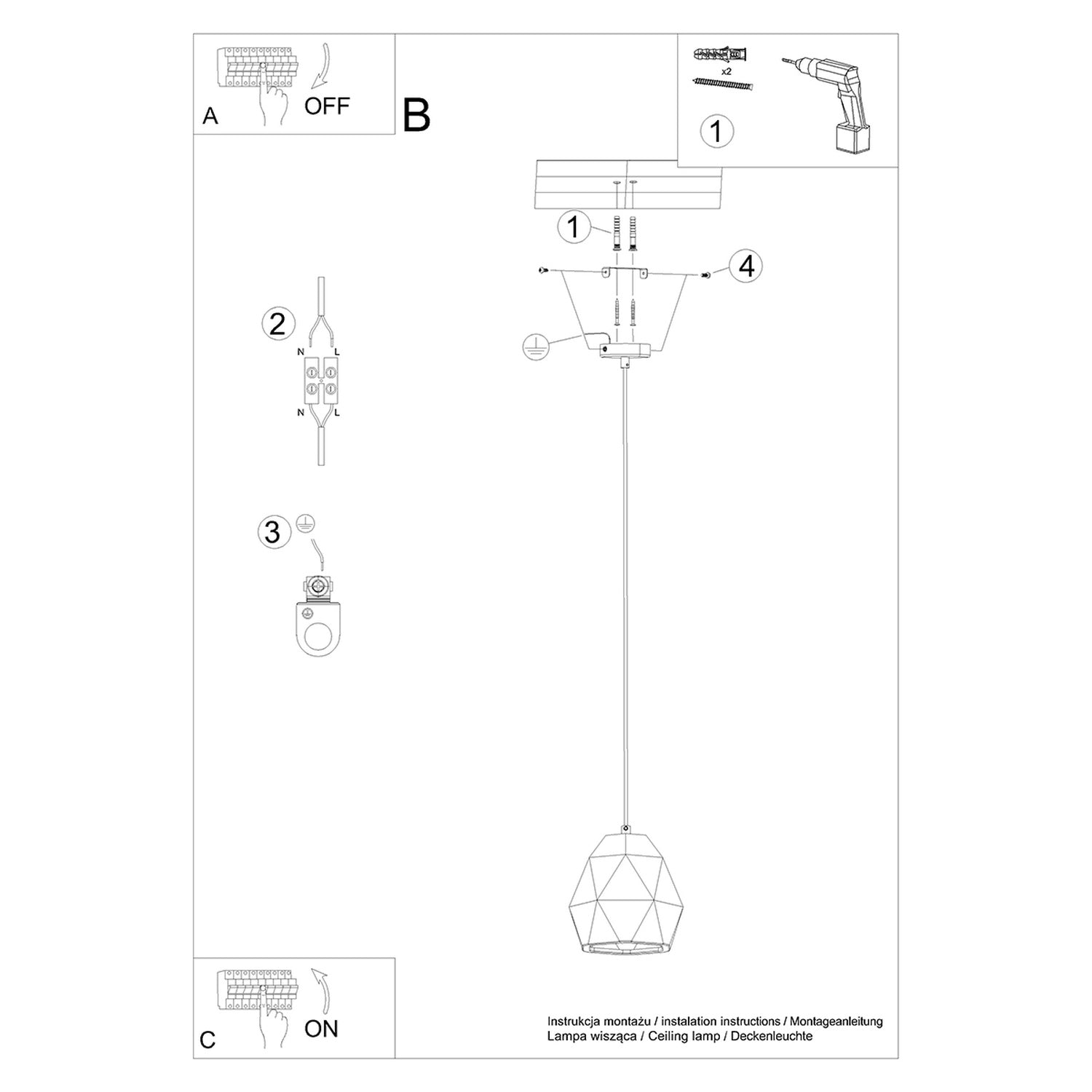 Notice de montage de la Suspension Mint céramique blanche E27