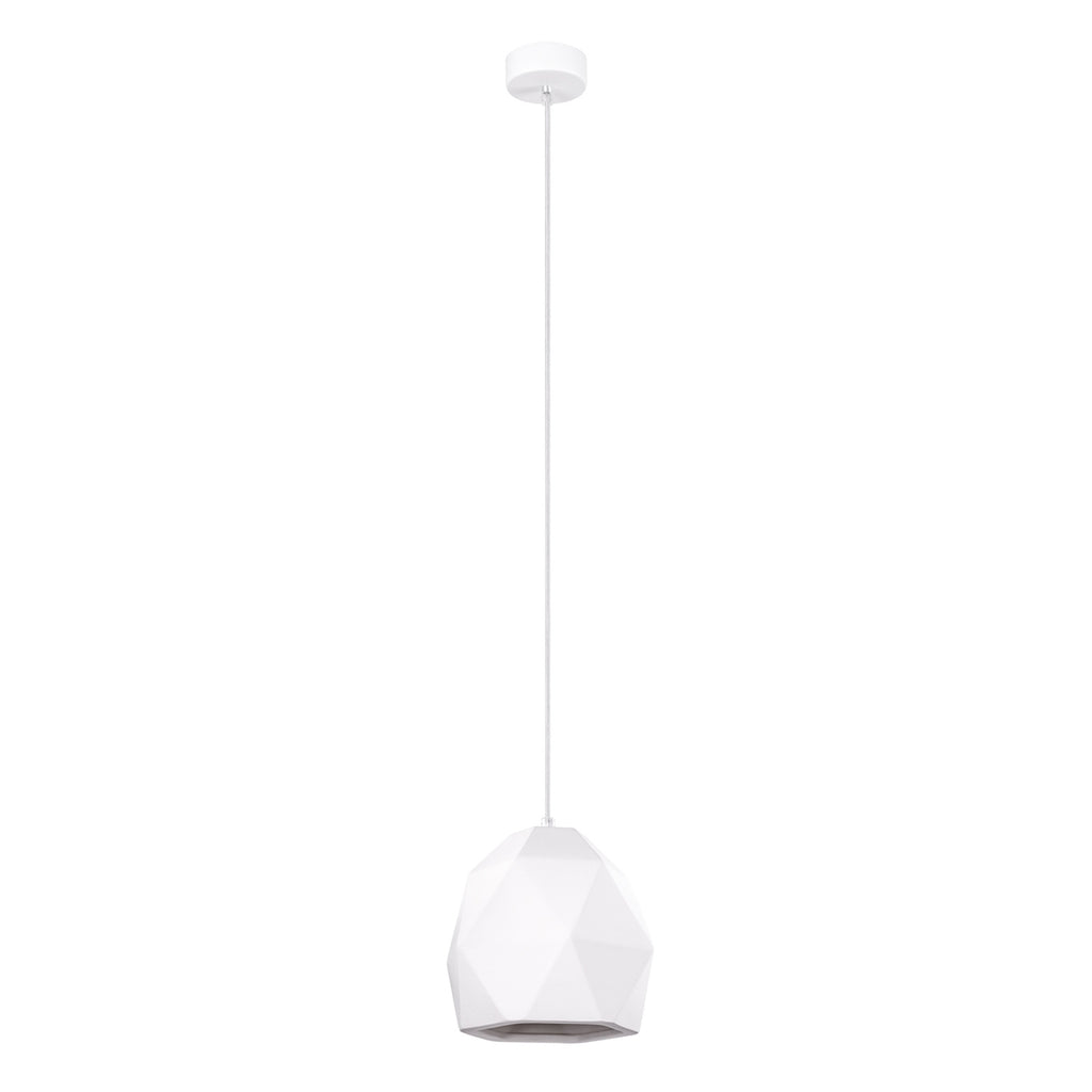 Suspension Mint céramique blanche E27, abat-jour en céramique blanche à facettes géométriques, façon gemme