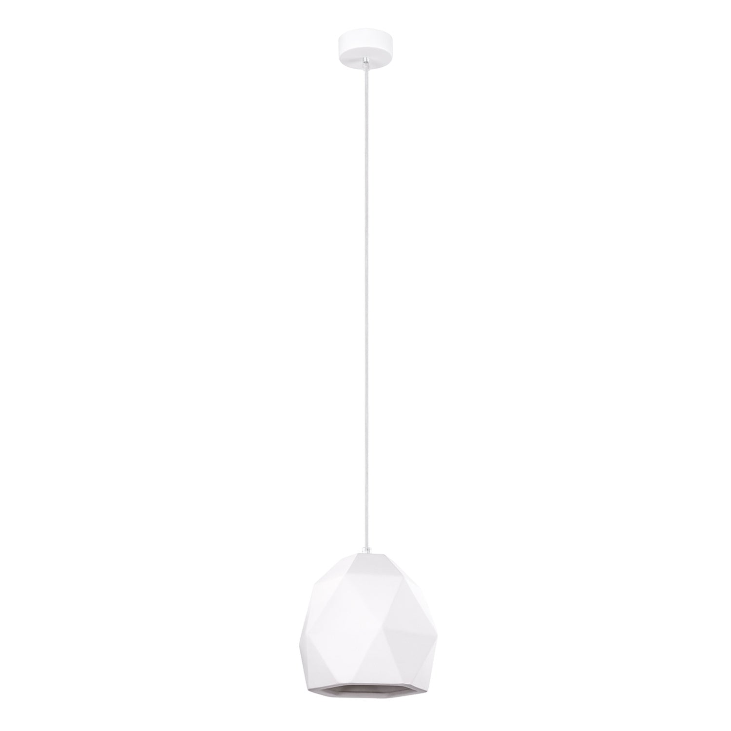 Suspension Mint céramique blanche E27, abat-jour en céramique blanche à facettes géométriques, façon gemme