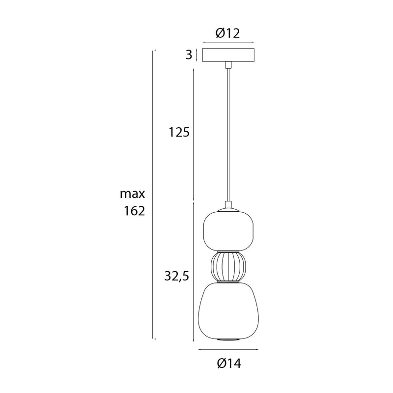 Dimensions Moderne Pendelleuchte 13 W bernsteinfarben