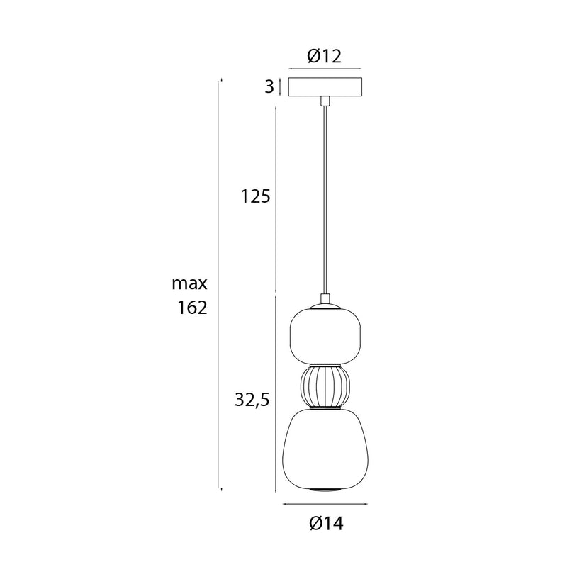Dimensions Modern Suspension Light 13 W Grey