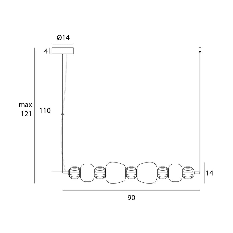 Dimensions Suspension Modern 32 W noire