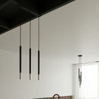 Suspension Mozaica 3 en grappe noir et chrome, pointe effilée