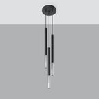 Suspension Mozaica 3 en grappe, détail de la pointe chrome effilée