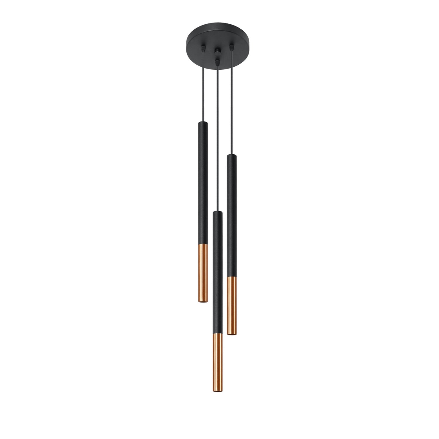 Suspension Mozaica 3 en grappe acier noir et cuivre G9