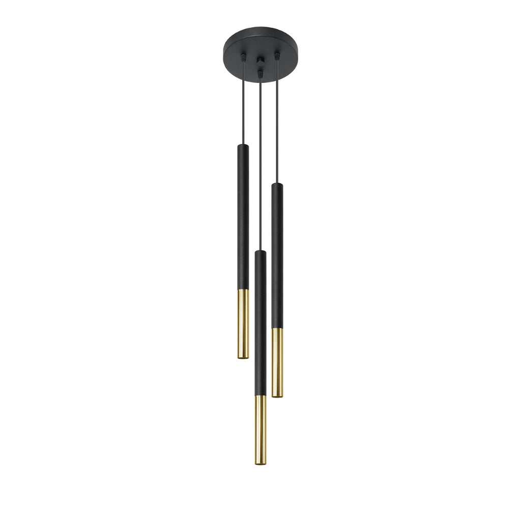 Suspension Mozaica 3 en grappe acier noir et doré G9