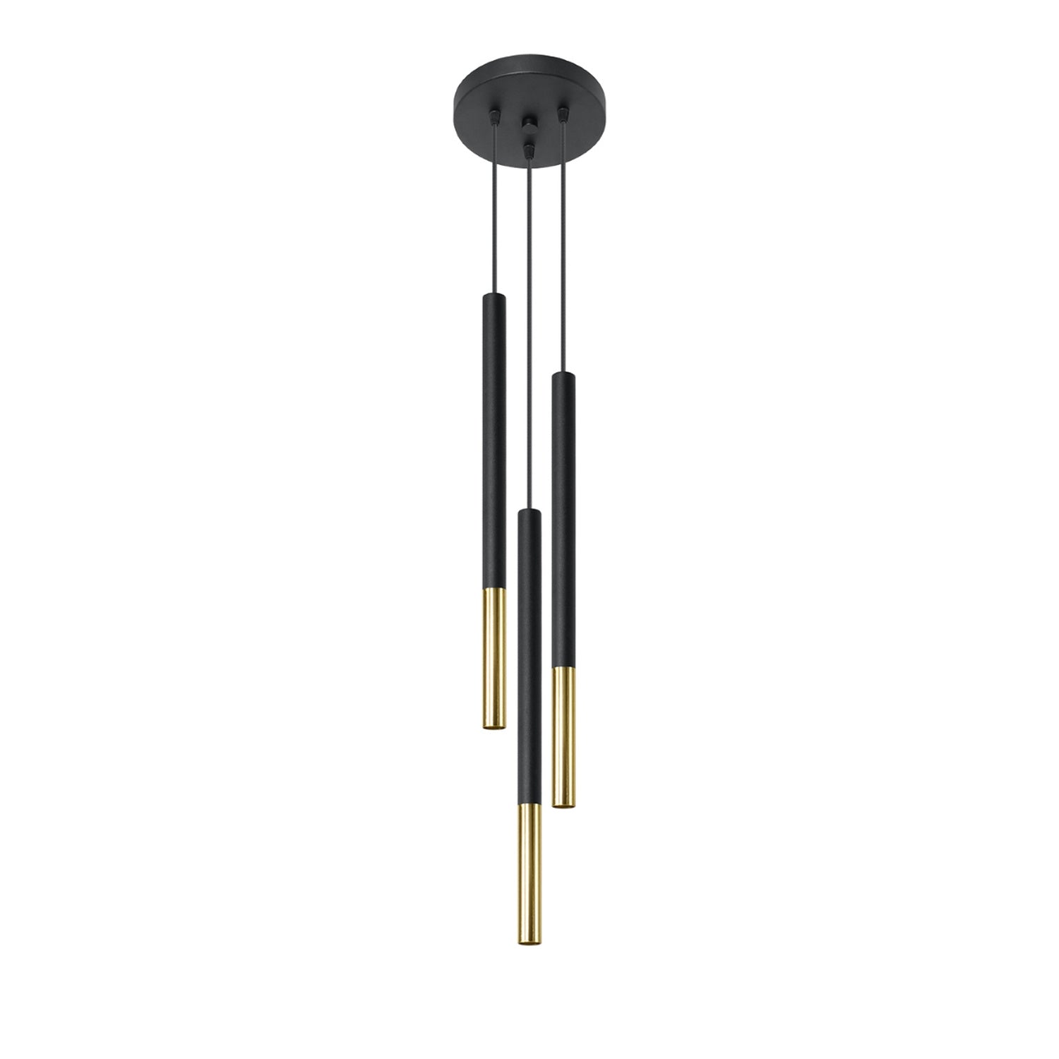 Suspension Mozaica 3 en grappe acier noir et doré G9
