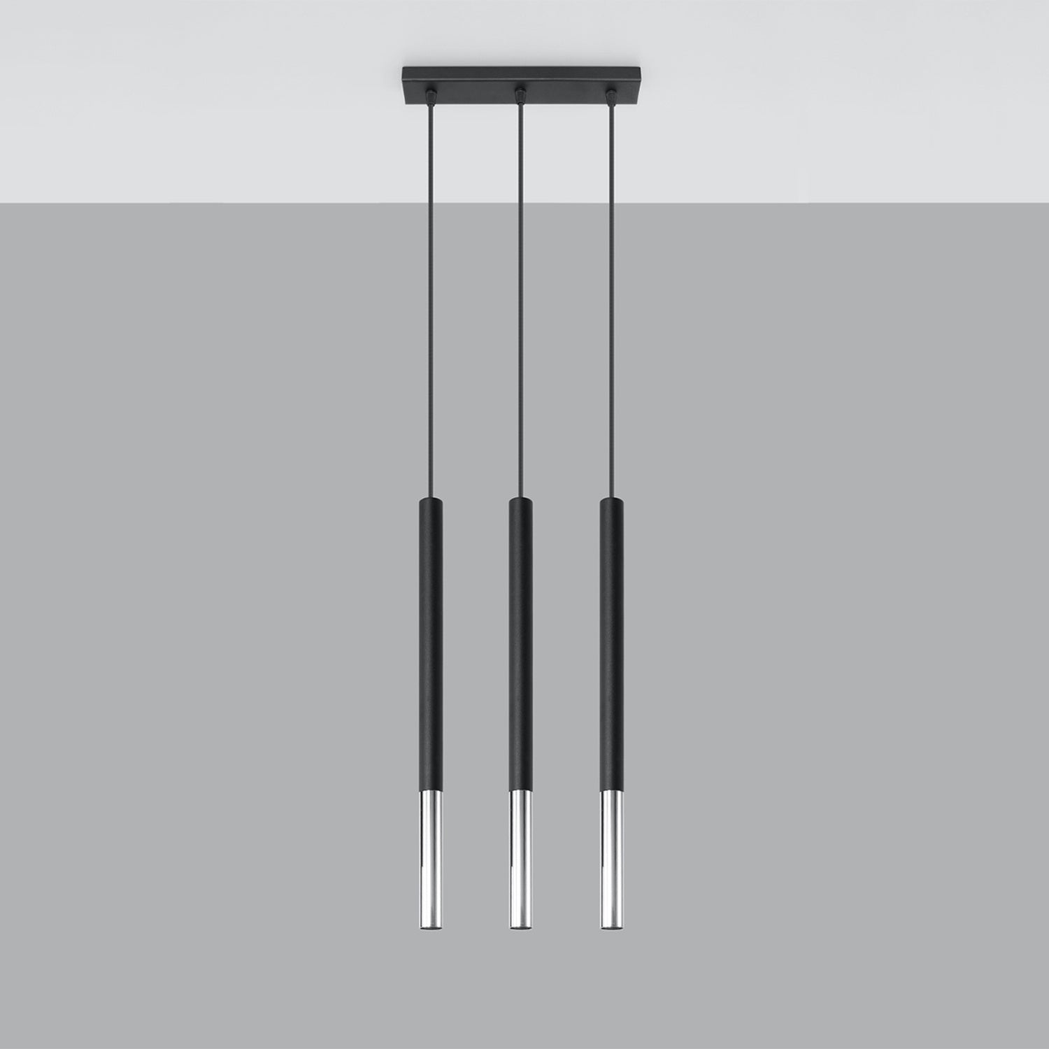 Suspension Mozaica 3 en ligne, détail de la pointe chrome effilée