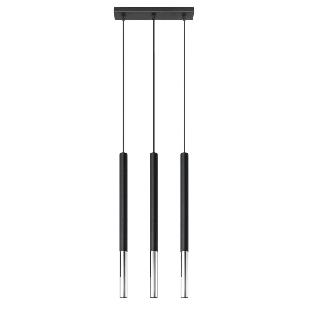 Suspension Mozaica 3 en ligne acier noir et chrome G9