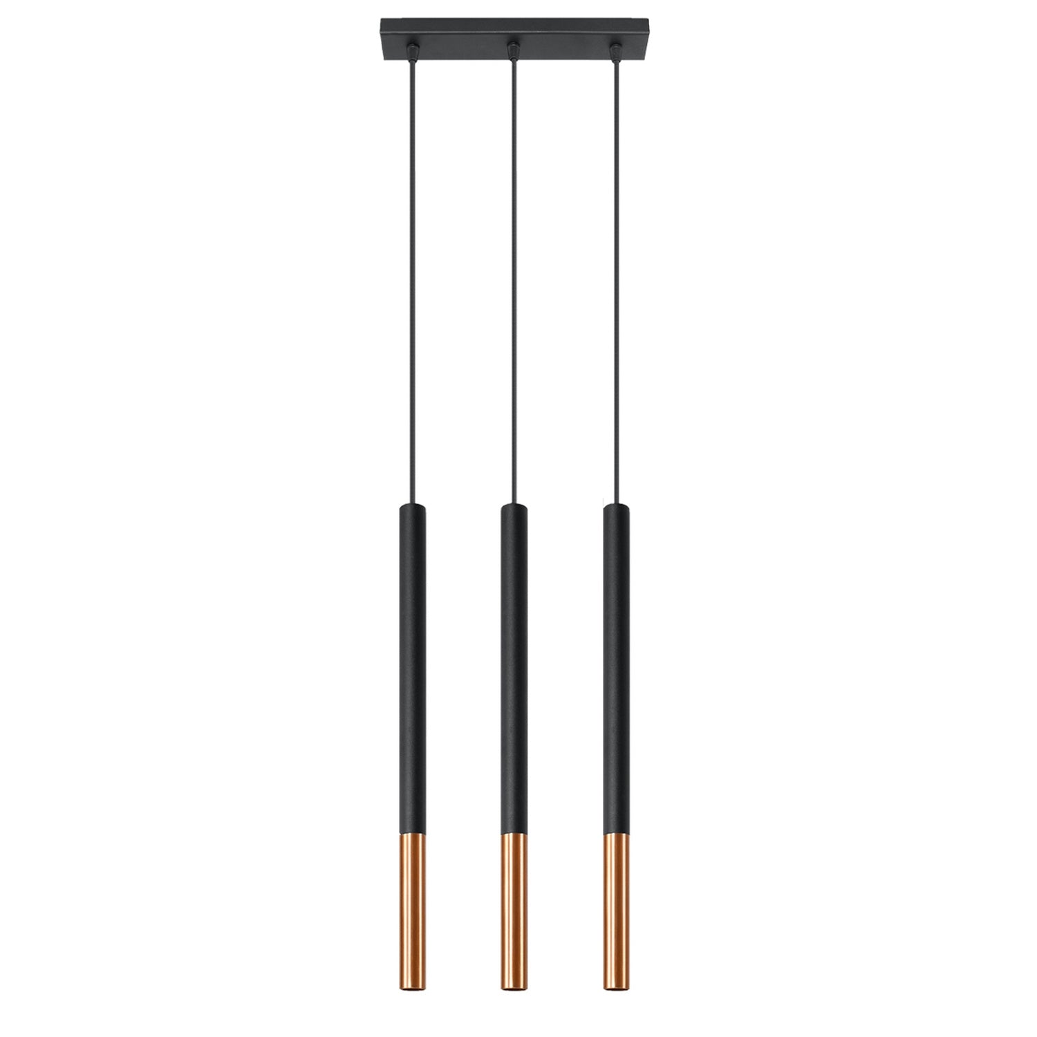 Suspension Mozaica 3 en ligne acier noir et cuivre G9