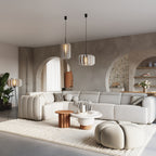 Suspension Mula 27 feutre beige E27, ambiance chaleureuse