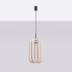 Suspension Mula 27 feutre beige E27, vue de profil