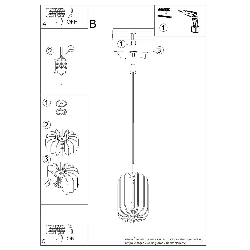 Notice de montage : Suspension Mula 27 feutre beige E27