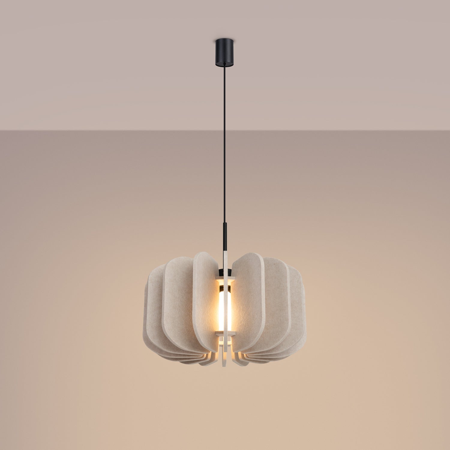 Suspension Mula 45 feutre beige E27, en éclairage