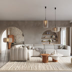 Suspension Mula 45 feutre beige E27 en situation dans un intérieur