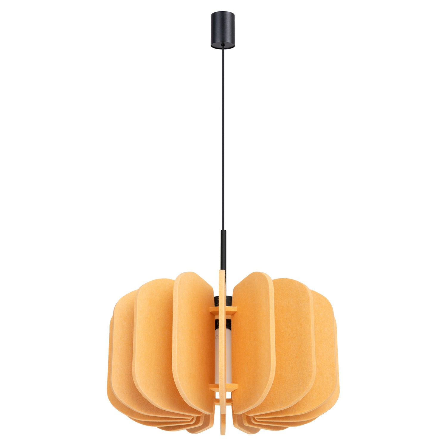 Suspension Mula 45 feutre jaune moutarde E27