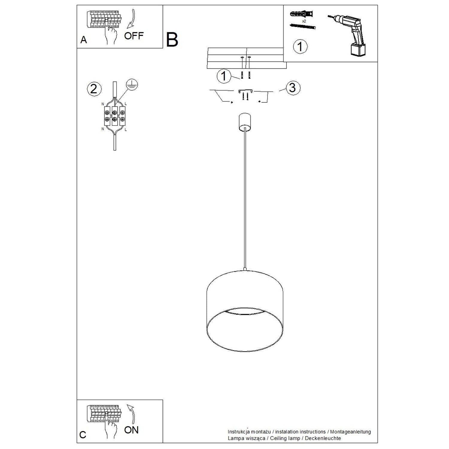 Notice de montage : Suspension Nevia tambour beige E27