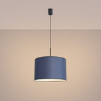Suspension Nevia tambour bleu marine E27, en éclairage