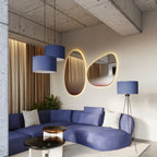 Suspension Nevia tambour bleu marine E27, ambiance chaleureuse