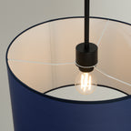 Suspension Nevia tambour bleu marine E27, détail de l'abat-jour