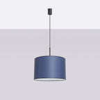 Suspension Nevia tambour bleu marine E27, vue de profil