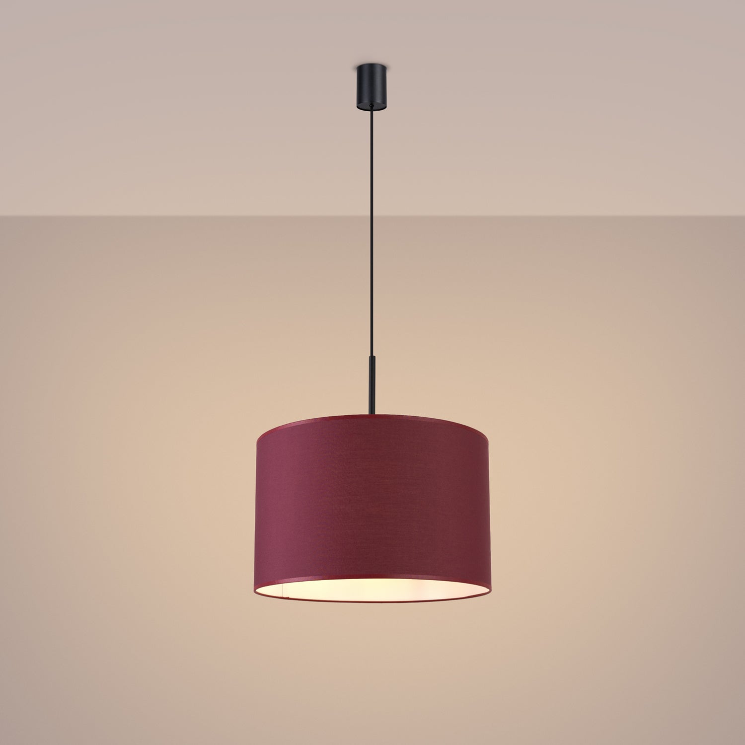 Suspension Nevia tambour bordeaux E27, en éclairage