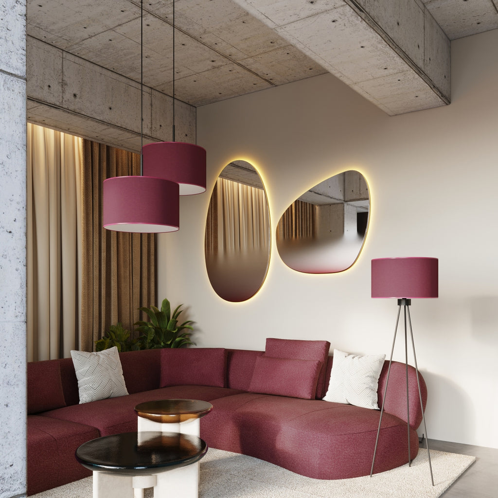 Suspension Nevia tambour bordeaux E27, ambiance chaleureuse