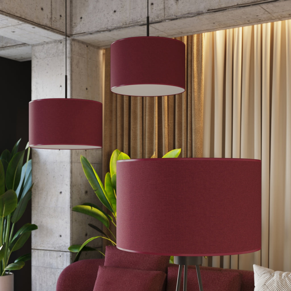 Suspension Nevia tambour bordeaux E27 en situation