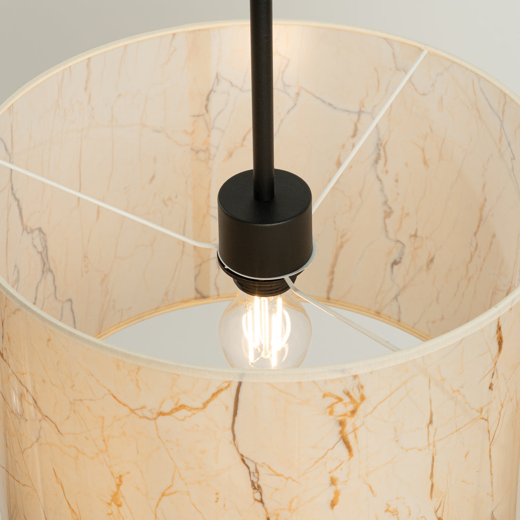 Suspension Nevia tambour effet marbre E27, détail de l'abat-jour