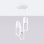 Suspension Nicus 3 en grappe métal blanc E27, vue de profil