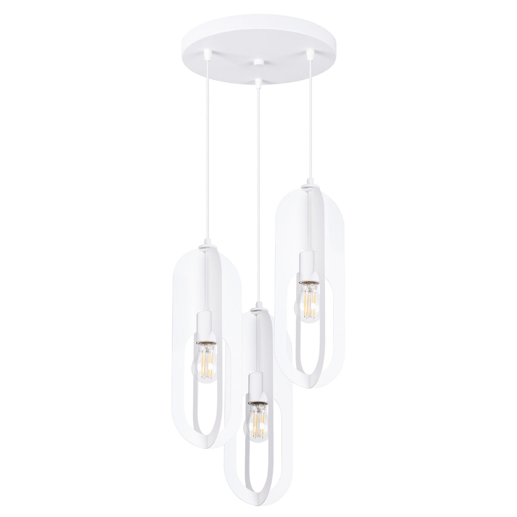 Suspension Nicus 3 en grappe métal blanc E27