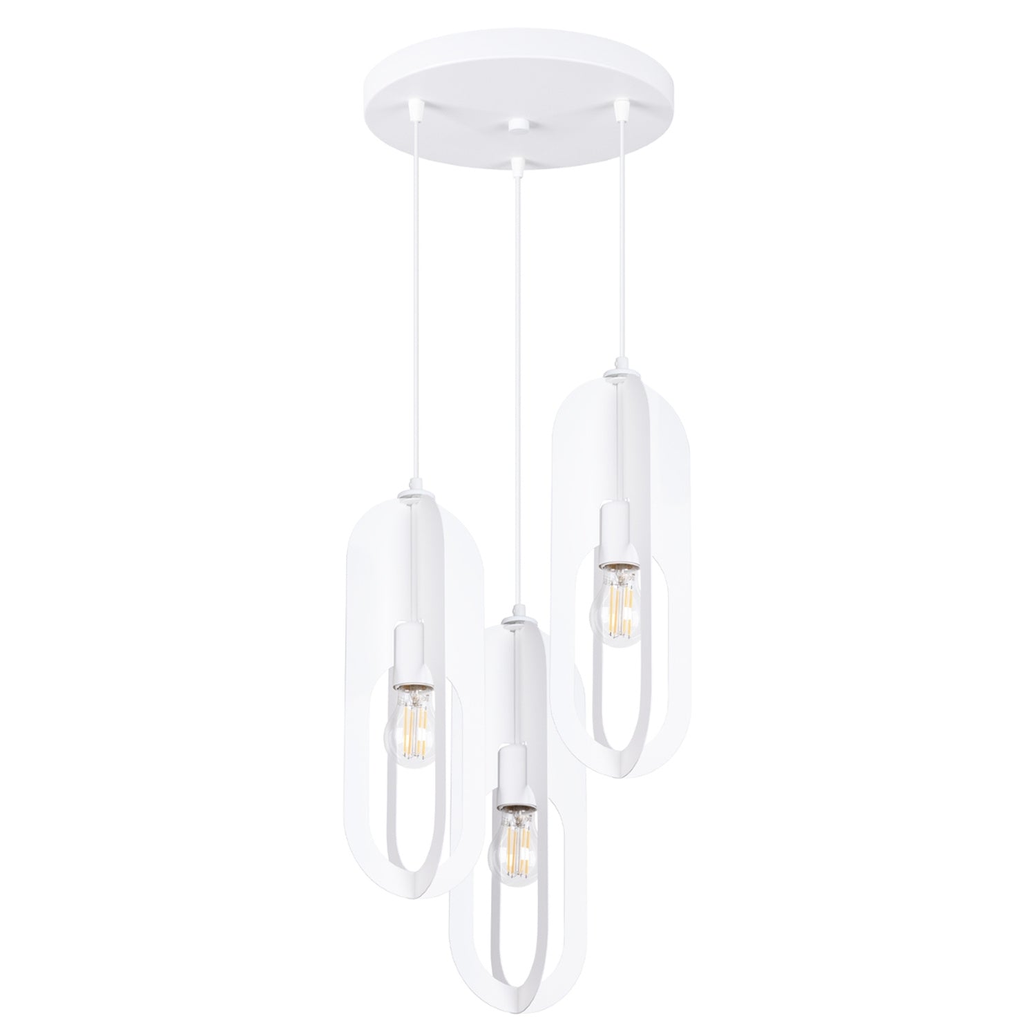 Suspension Nicus 3 en grappe métal blanc E27