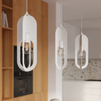 Suspension Nicus métal blanc E27 en situation dans un intérieur