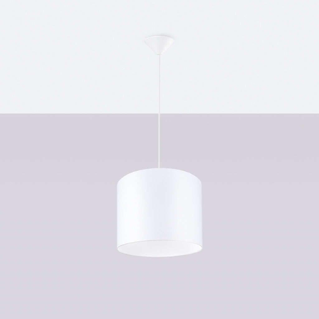 Suspension Nova 30 tissu blanc E27 de profil