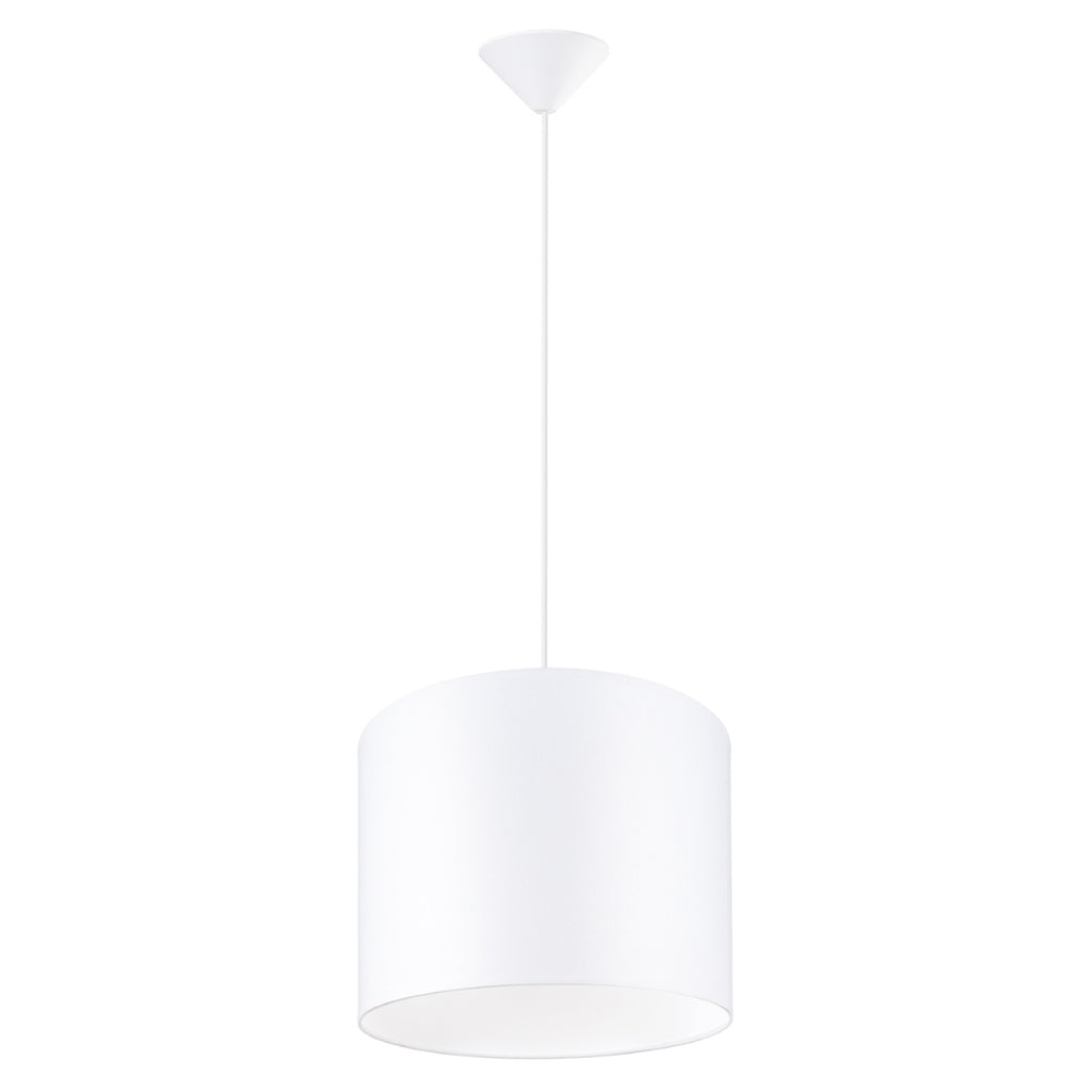 Suspension Nova 30 tissu blanc E27, large abat-jour tambour en tissu blanc