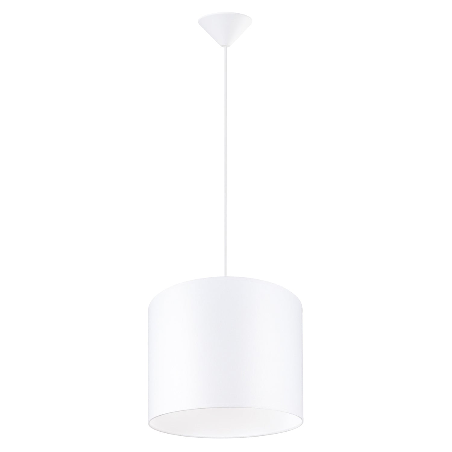 Suspension Nova 30 tissu blanc E27, large abat-jour tambour en tissu blanc