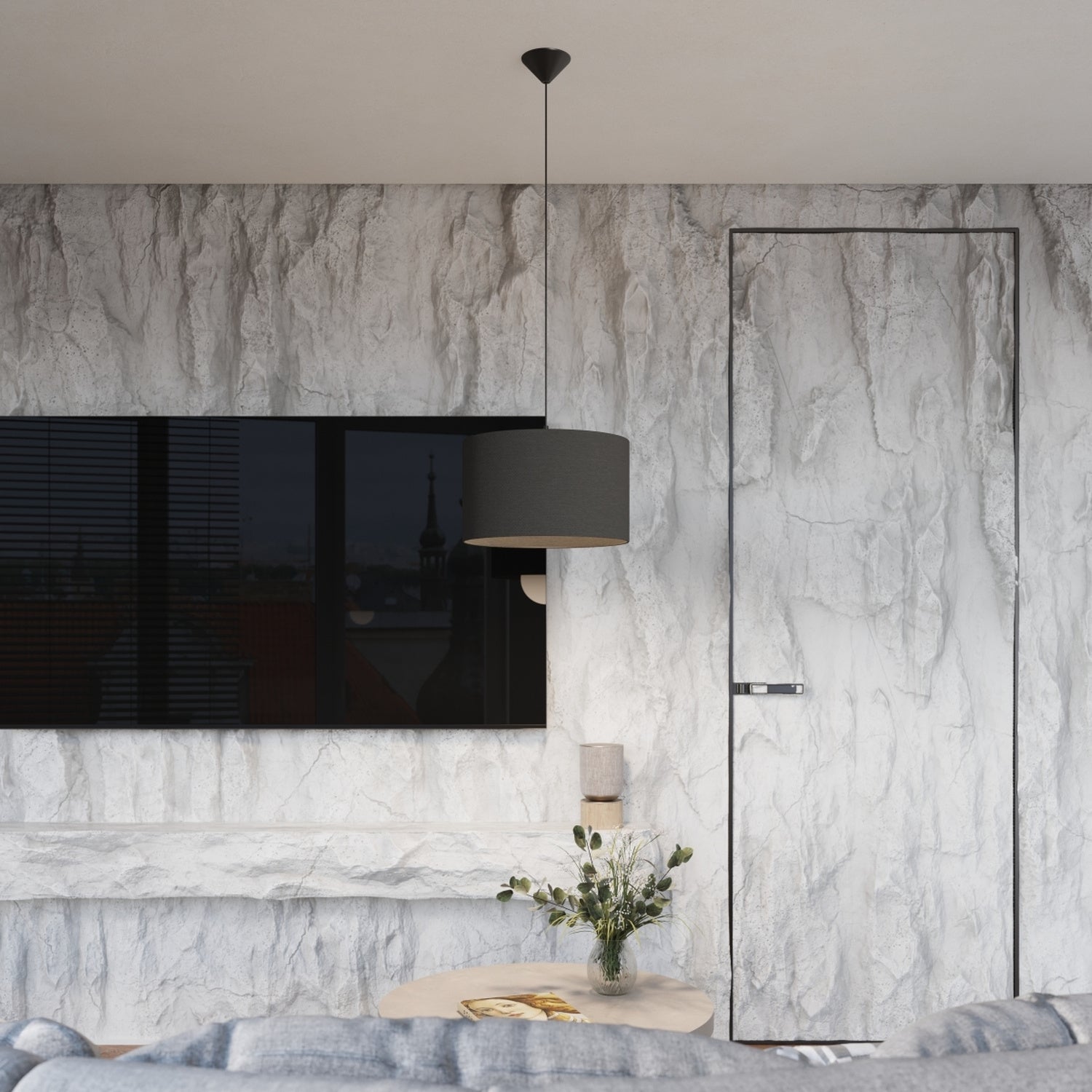 Suspension Nova 30 tissu noir E27, ambiance chaleureuse