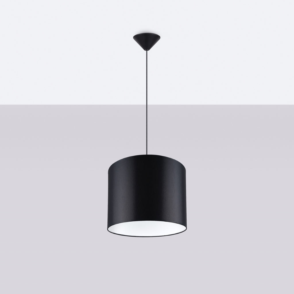 Suspension Nova 30 tissu noir E27 de profil