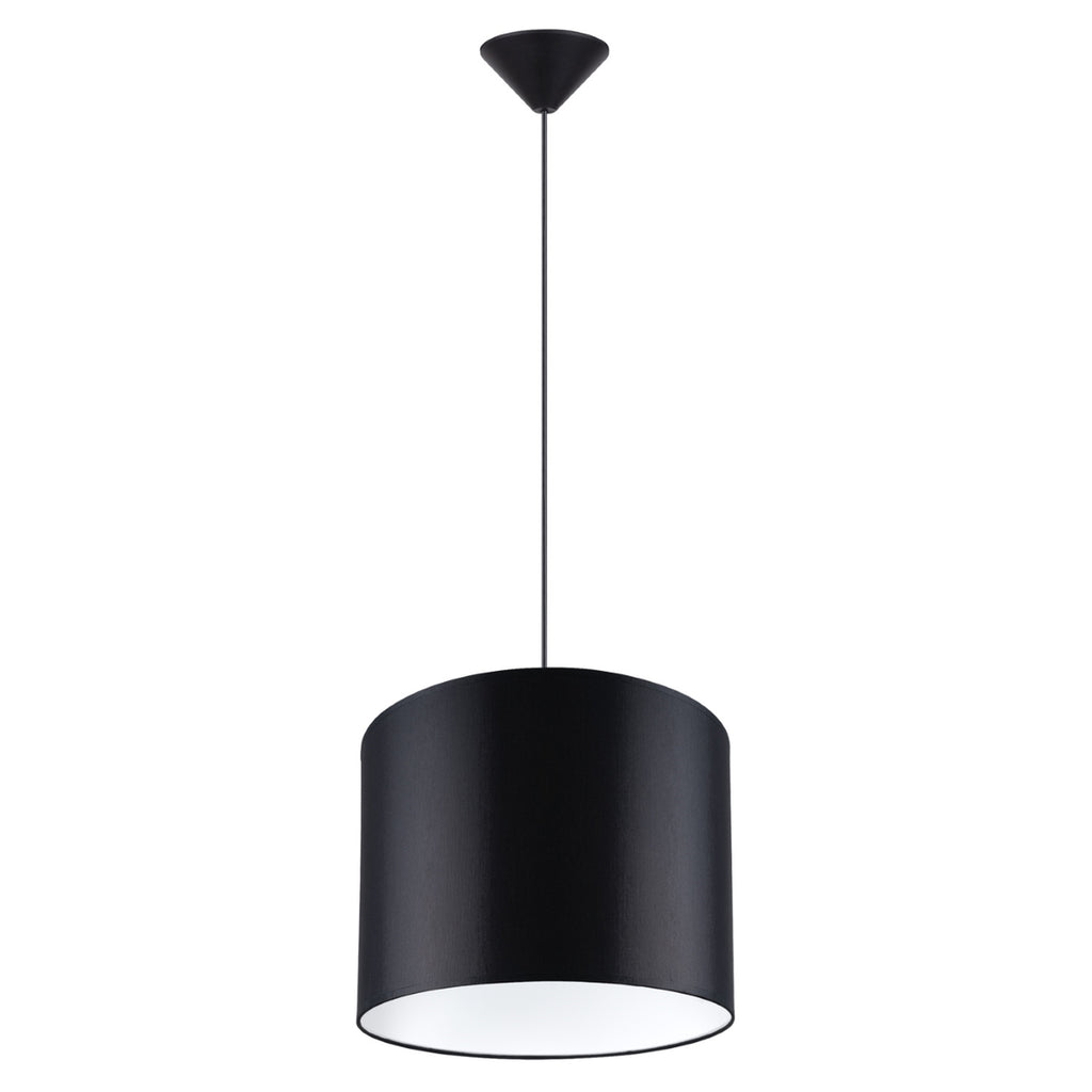 Suspension Nova 30 tissu noir E27, large abat-jour tambour en tissu noir