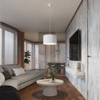 Suspension Nova 40 tissu blanc E27 en ambiance