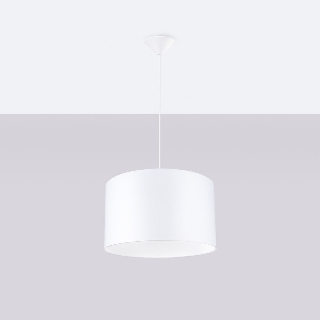 Suspension Nova 40 tissu blanc E27 de profil