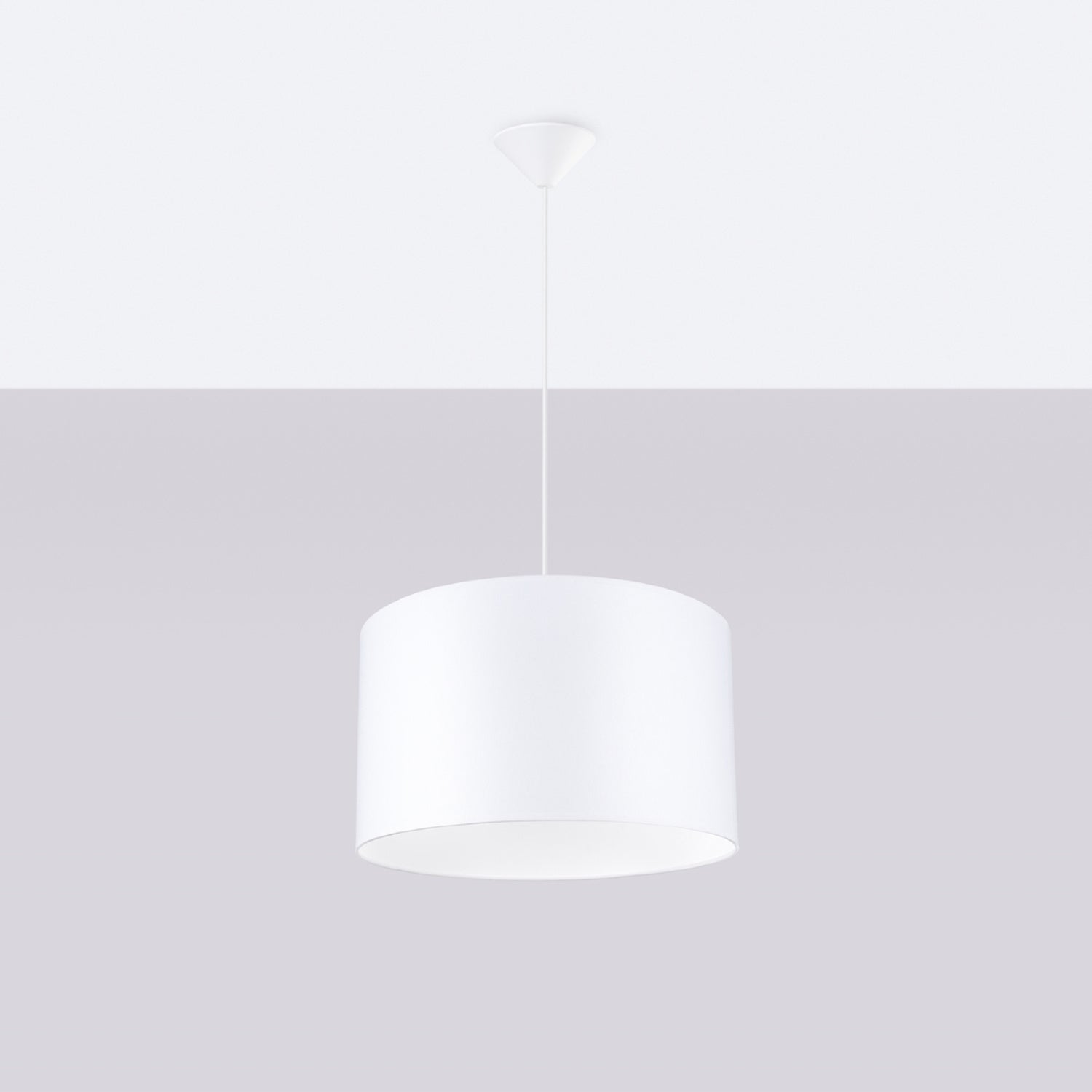 Suspension Nova 40 tissu blanc E27 de profil