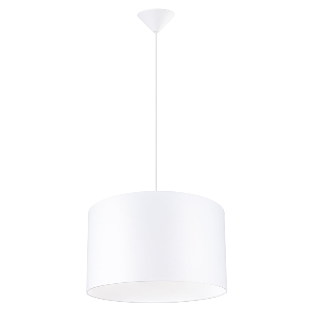 Suspension Nova 40 tissu blanc E27, large abat-jour tambour en tissu blanc