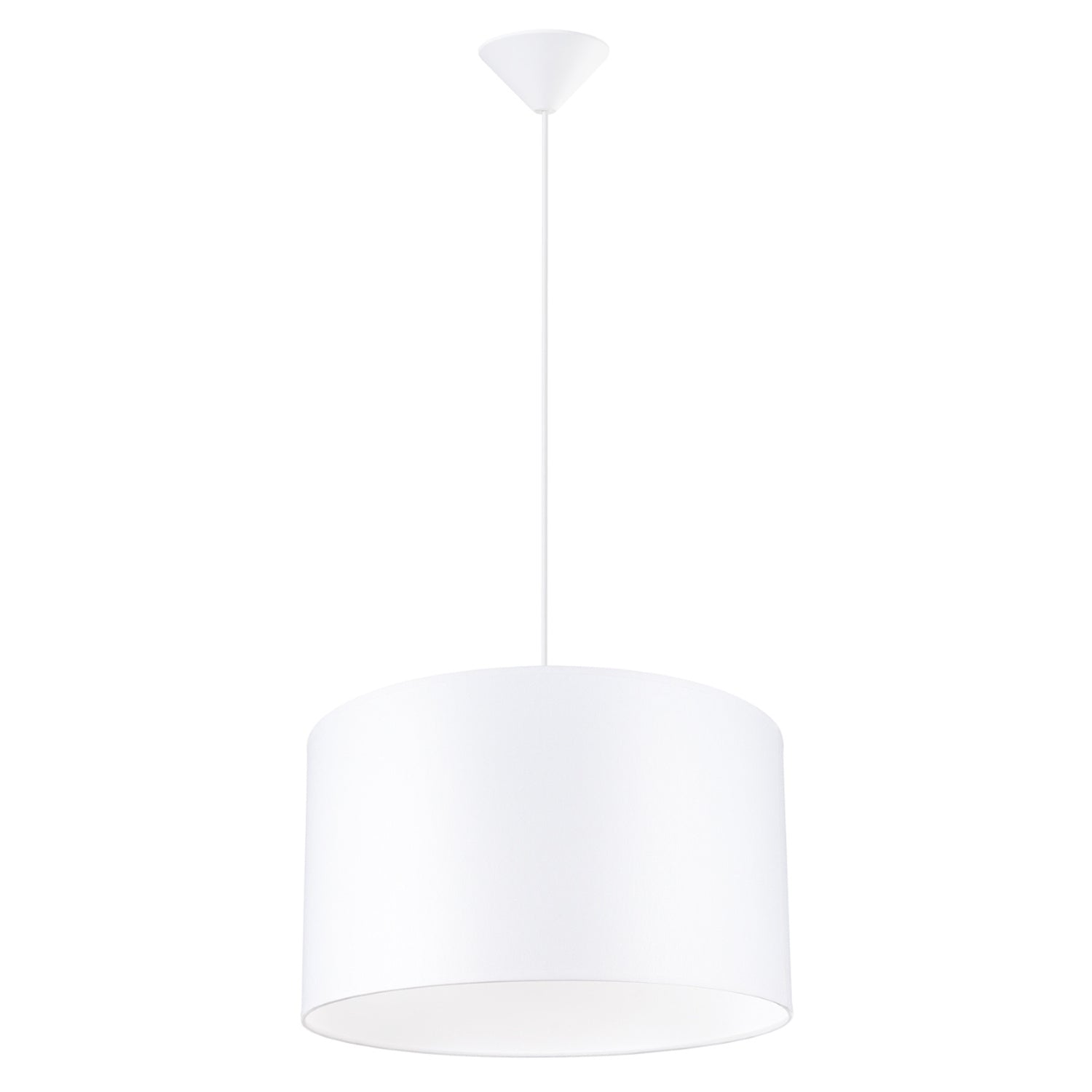Suspension Nova 40 tissu blanc E27, large abat-jour tambour en tissu blanc
