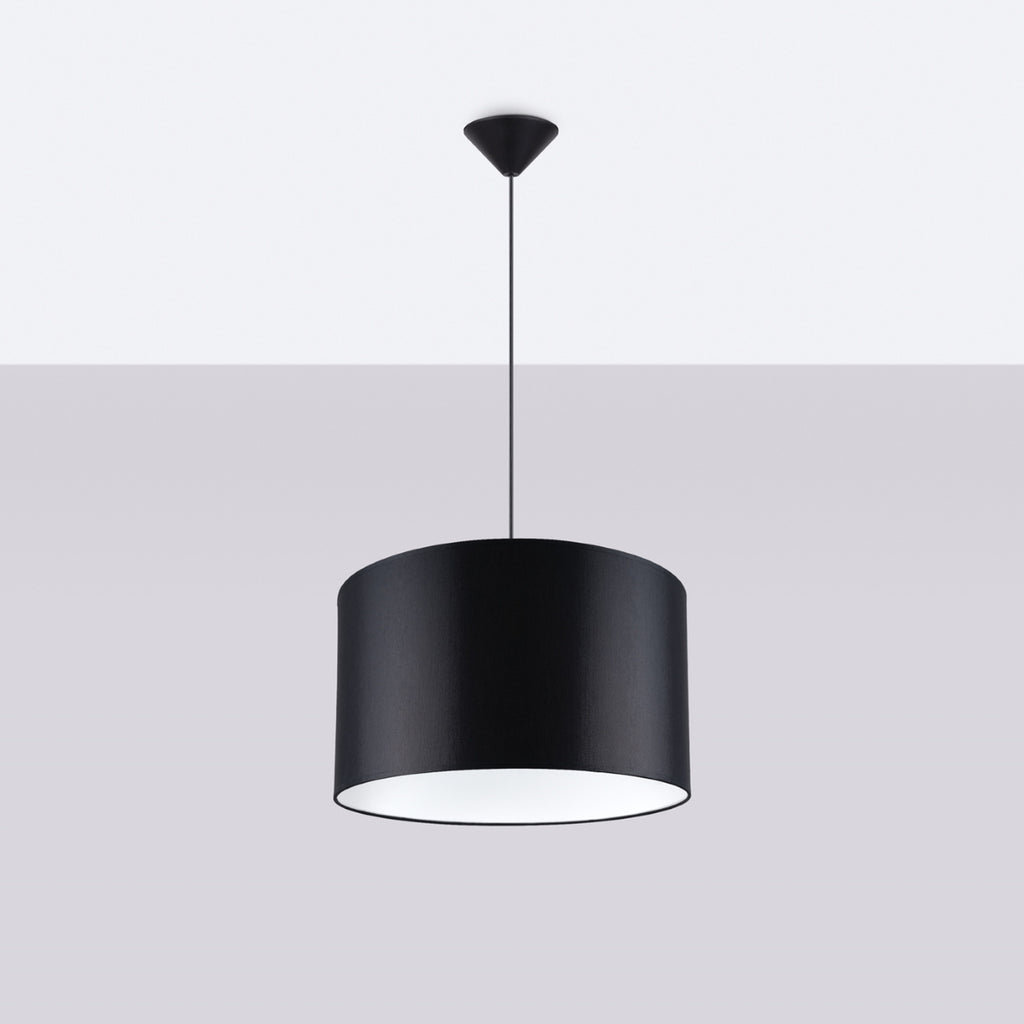 Suspension Nova 40 tissu noir E27 de profil