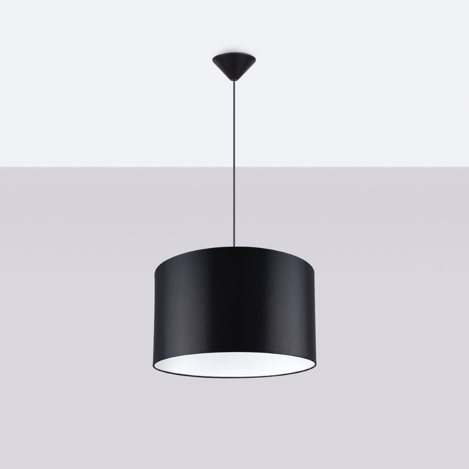 Suspension Nova 40 tissu noir E27 de profil