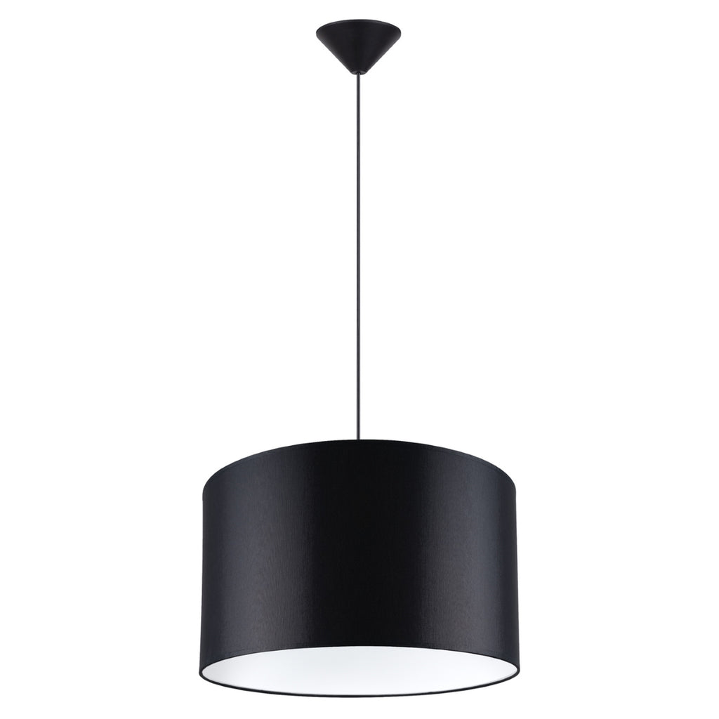Suspension Nova 40 tissu noir E27, large abat-jour tambour en tissu noir