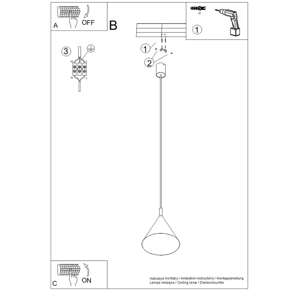 Suspension Nox cône 25 acier blanc E27, vue 11