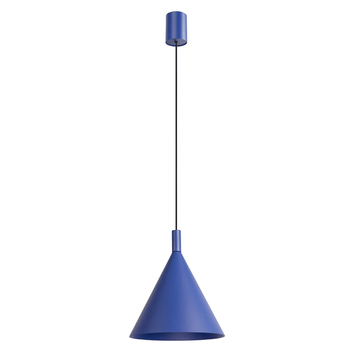 Suspension Nox cône 25 acier E27, finition laque bleu outremer