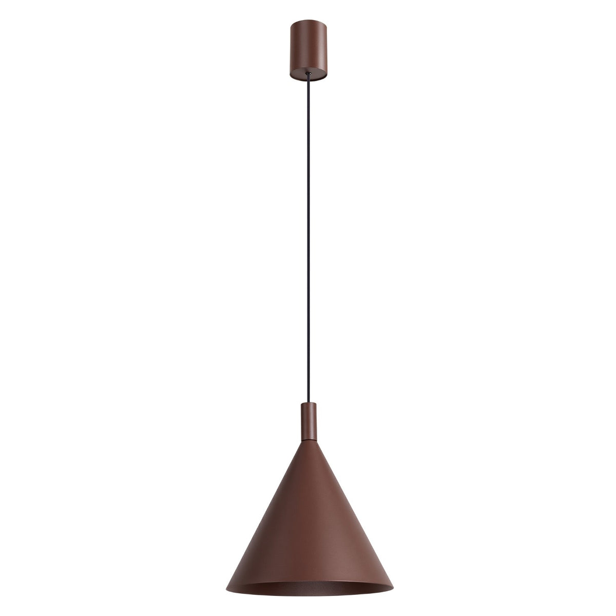 Suspension Nox cône 25 acier E27, finition laque brune